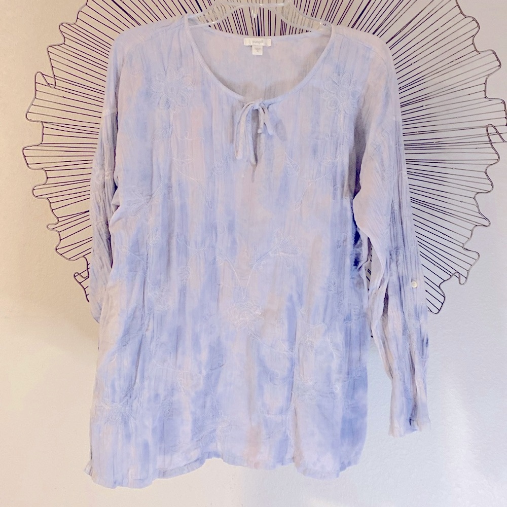 J. Jill Light Blue Popover 100% Woven Cotton Top Size M